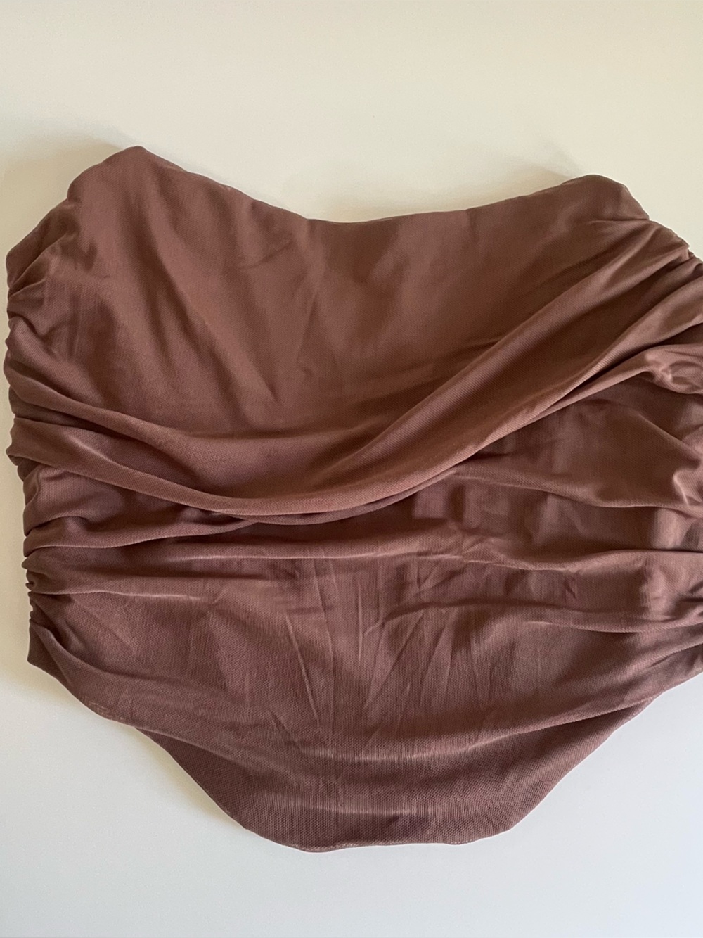 Ruched Strapless Top in Dusty Rose Brown